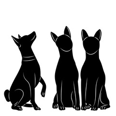 dogs sitting silhouette on a white background vector