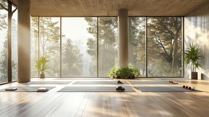 Serene Wellness Center Interior with Panoramic Nature View
