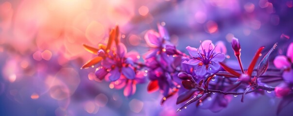 purple tree blossom in spring, abstract nature background