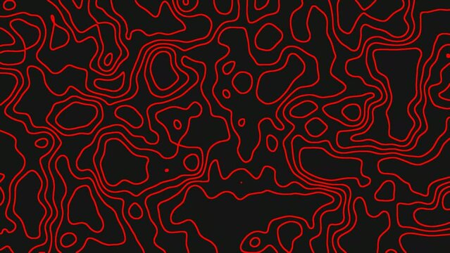 Black red topographic motion graphic topograhpy seamless wave video background 