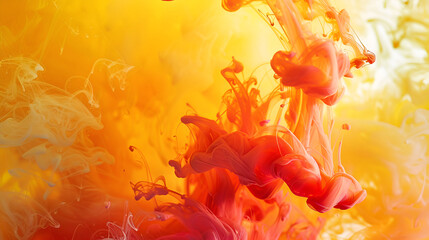 Multicolored swirling drop of ink in water creates abstract backgrounds, An explosion of colored paints in water on a white background, Red Acrylic colors and ink in water, Abstract frame background
