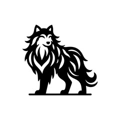 Obraz premium Silent Hunter: Vector Wolf Silhouette Capturing the Essence of the Night- Minimalist Wolf Vector- Wolf Illustration.