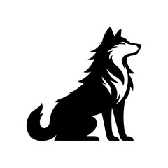Silent Hunter: Vector Wolf Silhouette Capturing the Essence of the Night- Minimalist Wolf Vector- Wolf Illustration.