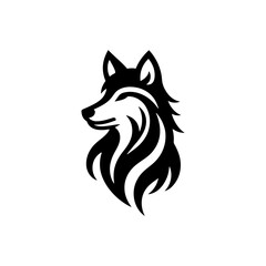 Silent Hunter: Vector Wolf Silhouette Capturing the Essence of the Night- Minimalist Wolf Vector- Wolf Illustration.