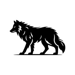 Silent Hunter: Vector Wolf Silhouette Capturing the Essence of the Night- Minimalist Wolf Vector- Wolf Illustration.