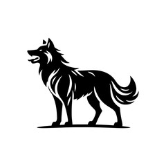 Silent Hunter: Vector Wolf Silhouette Capturing the Essence of the Night- Minimalist Wolf Vector- Wolf Illustration.