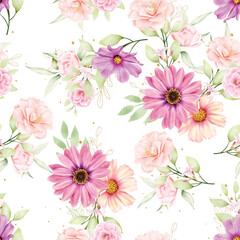 floral summer and autumn seamless pattern illustration