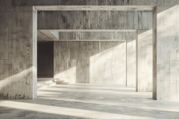 Obraz premium Abstract architecture background, empty concrete interior with light from window