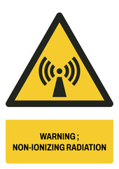 ISO warning safety signs_warning ; non-ionizing radiation size a4/a3/a2/a1