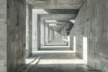 Abstract architecture background, empty concrete interior with light from window