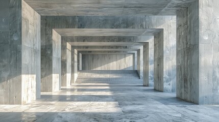 Abstract architecture background, empty concrete interior with light from window