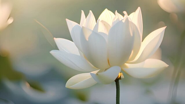Macro video of a white lotus flower with backlighting