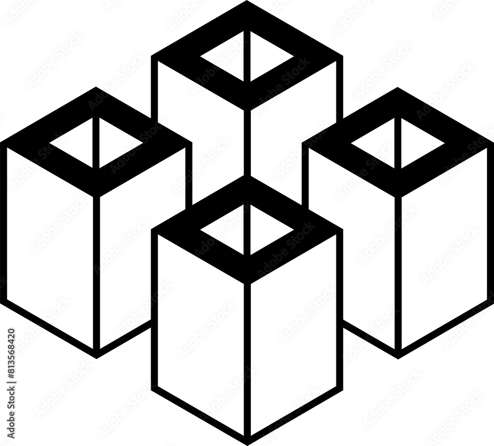 Poster abstract black and white geometric design element. three dimensional shape.