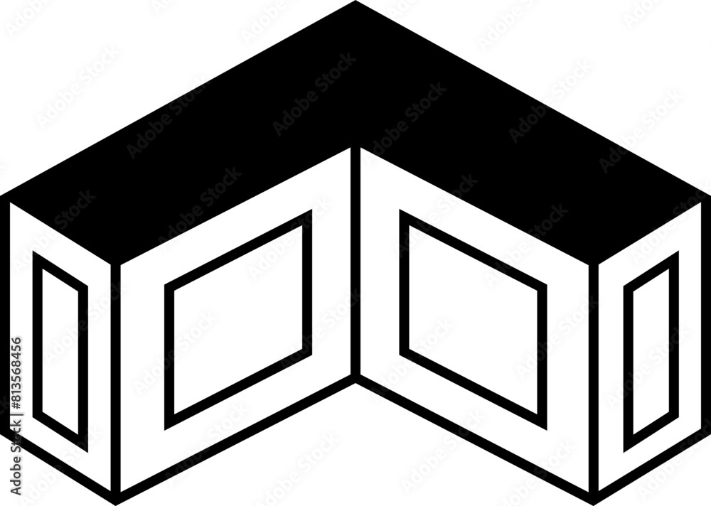 Poster abstract black and white geometric design element. three dimensional shape.