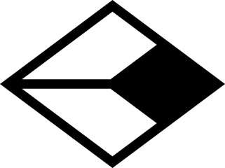Abstract black and white geometric design element. Three dimensional shape.