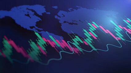 Global Market Rise Depicted on Dotted World Map Background