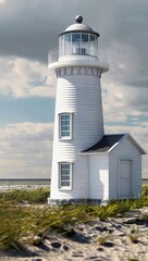 History and Heritage old lighthouse tour flat design front view coastal history theme 3D render vivid