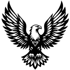 Silhouette of an eagle flapping its wings