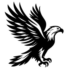 Silhouette of an eagle flapping its wings