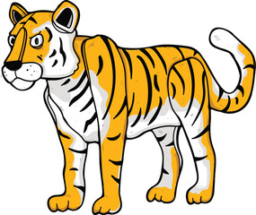 Simple illustration of a cartoon tiger isolated on a white background