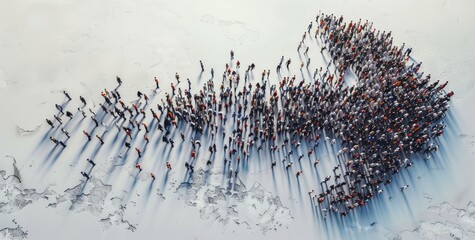 A group of people are standing in a line