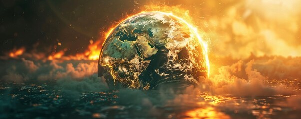 Global warming save world earth day concept made with generative ai technology