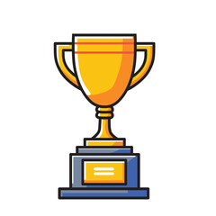 Illustration Vector Graphic Cartoon of a  Shiny Trophy Cup, Symbolizing Achievement, Success, and Recognition