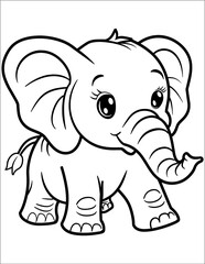 Vector Elephant coloring pages for kids