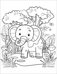 Fototapeta premium Vector Elephant coloring pages for kids