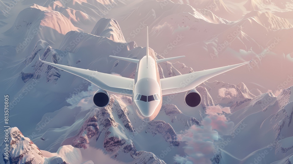 Aufkleber conceptual flight flat design front view innovation in travel theme 3d render monochromatic color sc