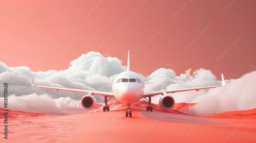 Aufkleber conceptual flight flat design front view innovation in travel theme 3d render monochromatic color sc