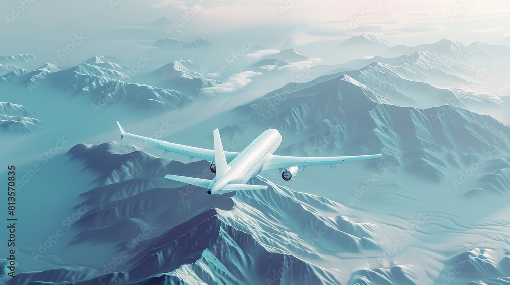 Aufkleber conceptual flight flat design front view innovation in travel theme 3d render monochromatic color sc