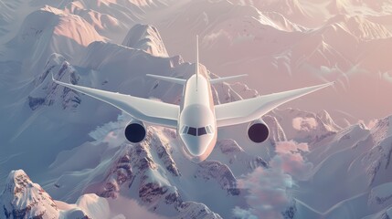 Fototapeta premium Conceptual flight flat design front view innovation in travel theme 3D render Monochromatic Color Scheme
