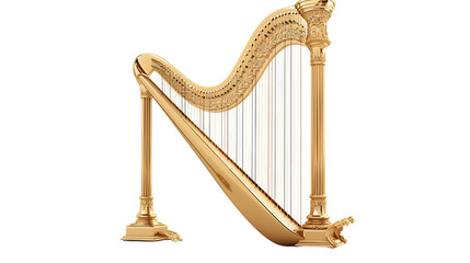 classical musical instrument harp isolated on transparent background 