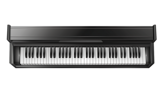 classic musical instrument black piano isolated on transparent background 