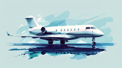 Charter flight flat design side view tailored travel theme water color Tetradic color scheme