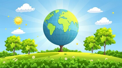 Naklejka premium Develop a comic strip featuring characters taking action against pollution and climate change to protect the globe