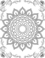 Printable Mandala Coloring Page for Adults. Educational Resources for School for Kids. Adults Coloring Book. Mandala Coloring Activity Worksheet.