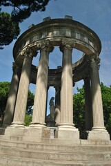 Beautiful view of a monument from the park in Madrid