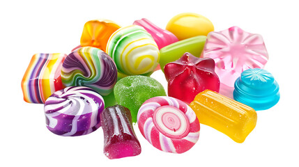 Colorful candies isolated on transparent background 
