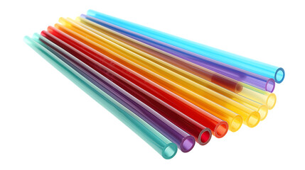 Fototapeta premium Colorful drinking straws isolated on transparent background 