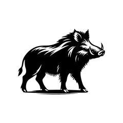 Wild Rush: Vector Wild Boar Silhouette Capturing the Spirit of Untamed Ferocity- Wild Boar Illustration- Minimalist Wild Boar Vector.