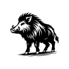 Obraz premium Wild Rush: Vector Wild Boar Silhouette Capturing the Spirit of Untamed Ferocity- Wild Boar Illustration- Minimalist Wild Boar Vector.