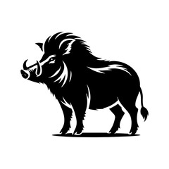 Wild Rush: Vector Wild Boar Silhouette Capturing the Spirit of Untamed Ferocity- Wild Boar Illustration- Minimalist Wild Boar Vector.