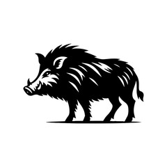 Wild Rush: Vector Wild Boar Silhouette Capturing the Spirit of Untamed Ferocity- Wild Boar Illustration- Minimalist Wild Boar Vector.