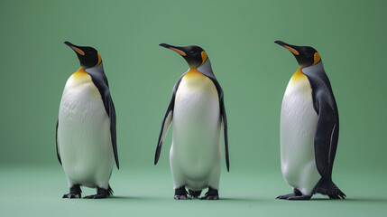 a group of penguins standing in a row