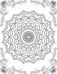 Printable Mandala Coloring Page for Adults. Educational Resources for School for Kids. Adults Coloring Book. Mandala Coloring Activity Worksheet.