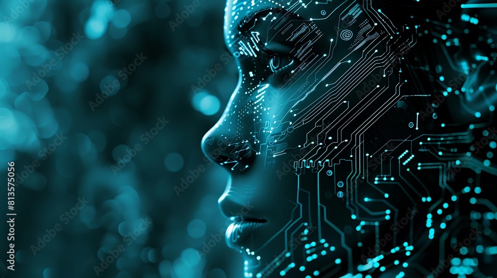 Poster robotics head abstract digital design concept, robotics head, abstract digital design, concept