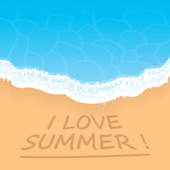 I love summer. Summer beach. Holiday background. Vector hand drawn illustration.