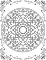 Printable Mandala Coloring Page for Adults. Educational Resources for School for Kids. Adults Coloring Book. Mandala Coloring Activity Worksheet.